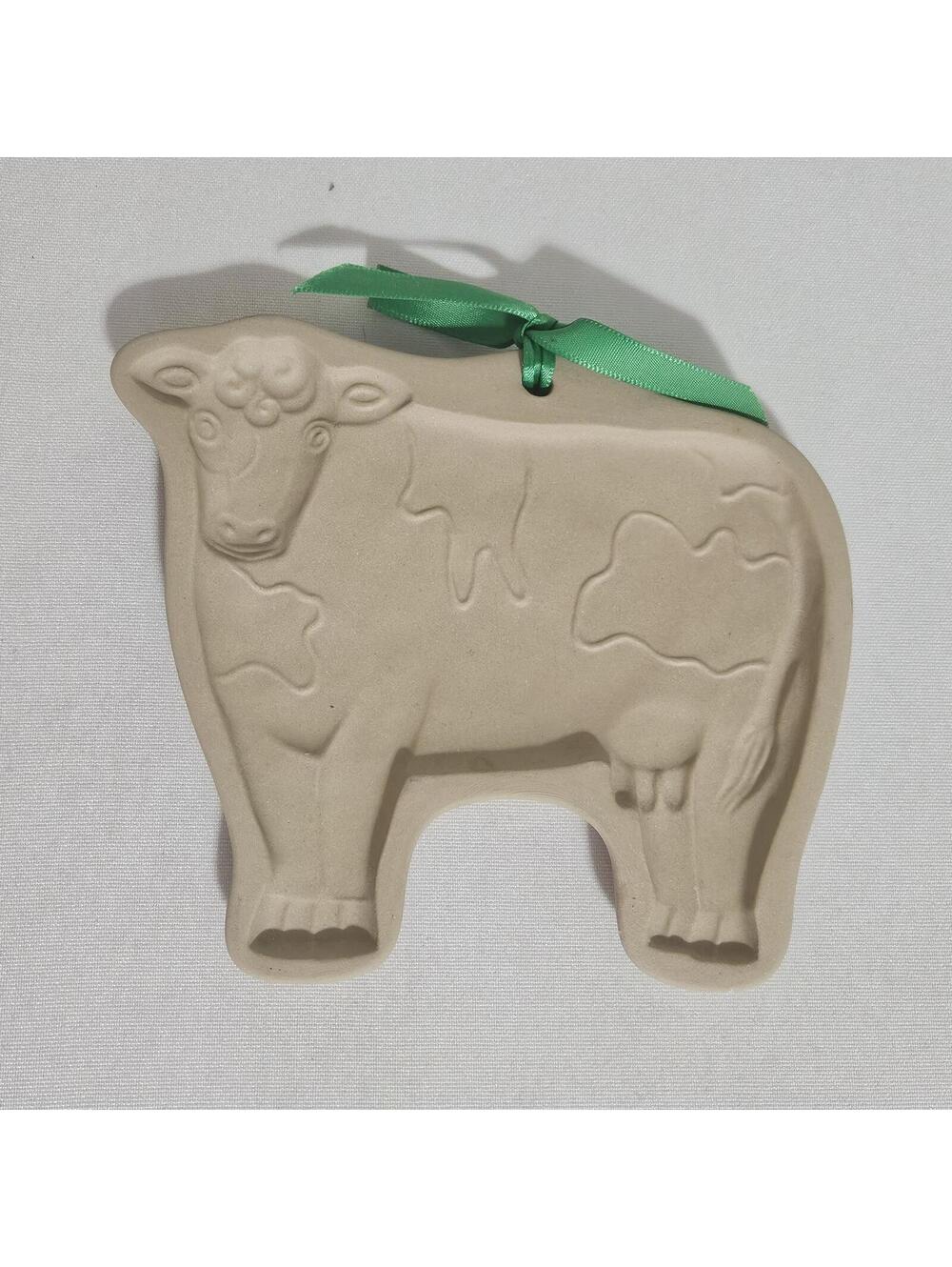Brown Bag Cookie Art Small Beige Cow Ornament 1986 Vintage Farmhouse Decor